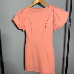 Altar'd State Coral Puff Sleeve Mini Dress